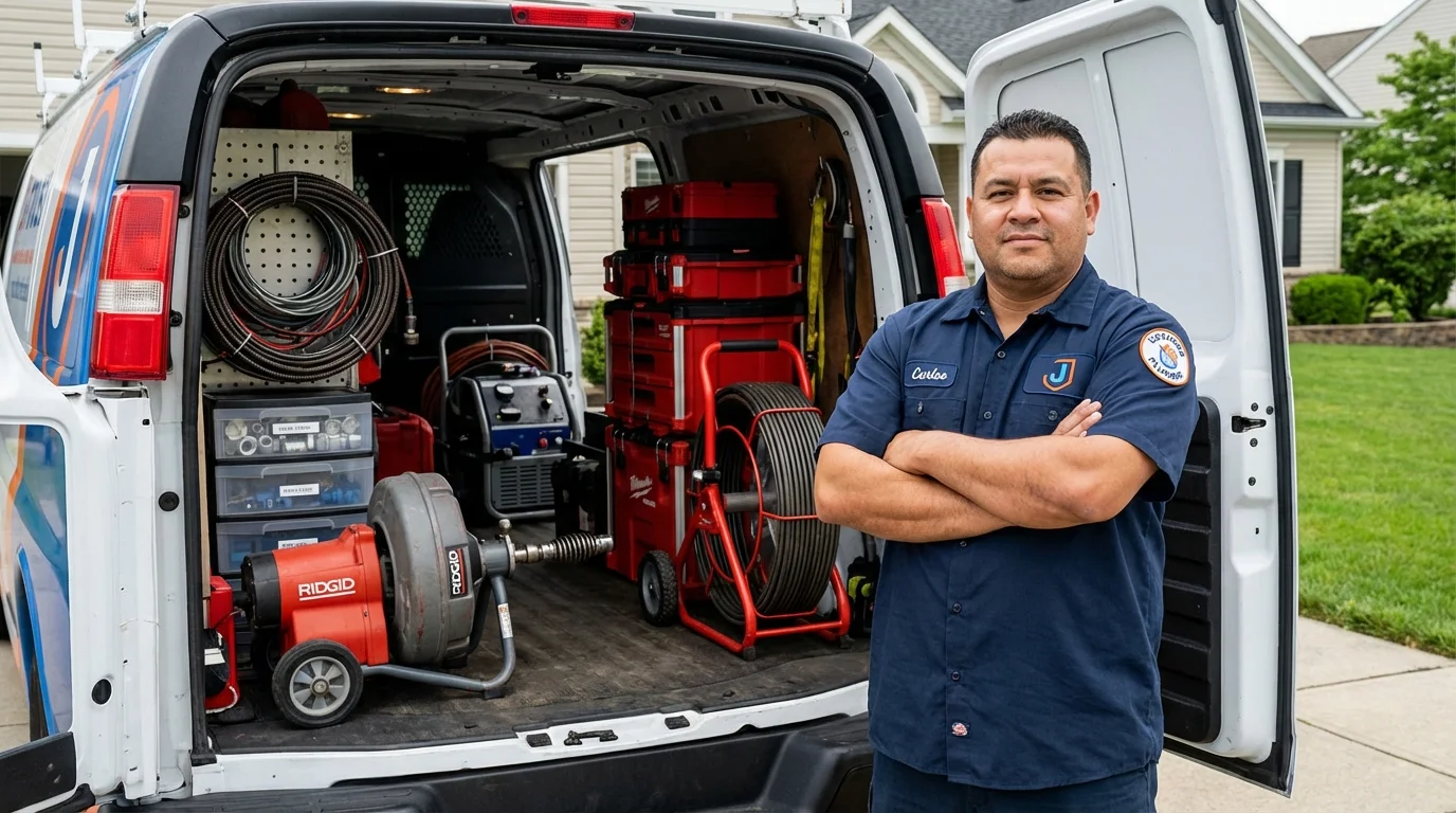 Professional drain cleaning equipment and Johns Plumbing LLC plumber in Tribes Hill