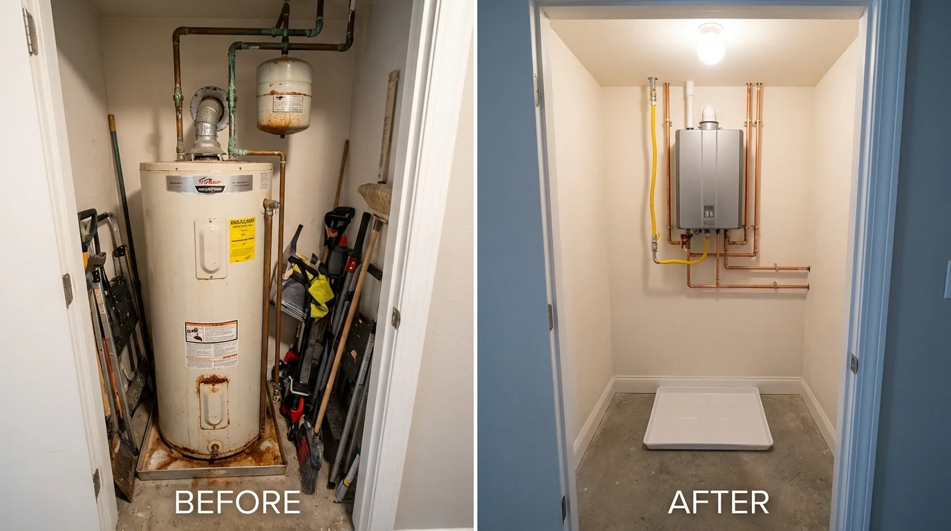 Tank water heater versus wall-mounted tankless unit comparison for Tribes Hill, NY homeowners