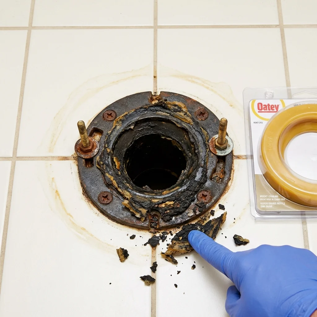Failed wax ring showing water seepage at the base of a toilet in a Tribes Hill, NY home